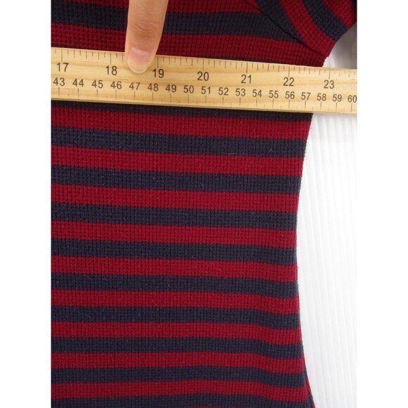 LOGO Lori Goldstein Sweater XL Red Cardigan Button Up Striped Lace - Picture 6 of 11